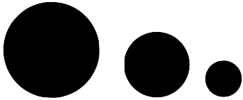 ３個の大きさの異なる黒い円の図形